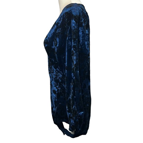 Like New MODCLOTH Blue & Black Crushed Velvet V-Neck Bodysuit in Floral … - Picture 7 of 10